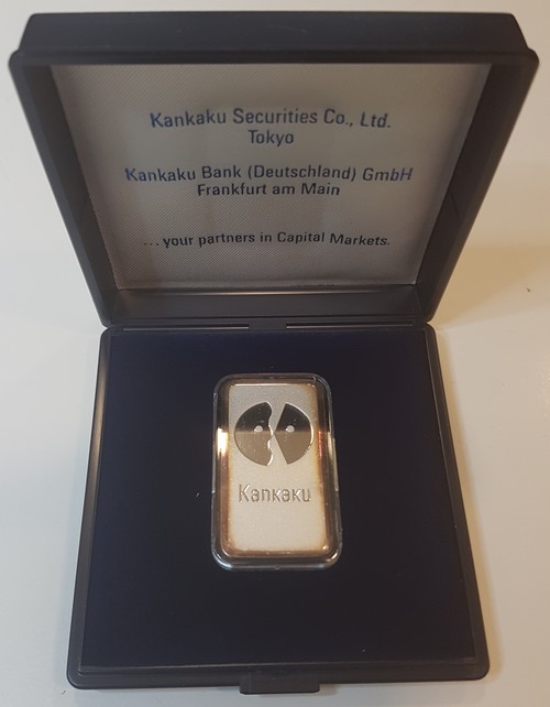  Degussa 1 Unze Silberbarren Kankaku Bank FM-Frankfurt Feingewicht:31,1g Silber angelaufen   