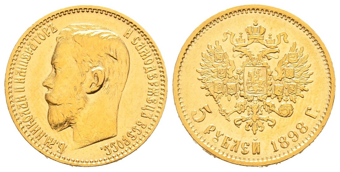 PEUS 8662 Russland 3,87 g Feingold. Zar Nikolaus II. (1894 - 1917) 5 Rubel GOLD 1898 AR Sehr schön