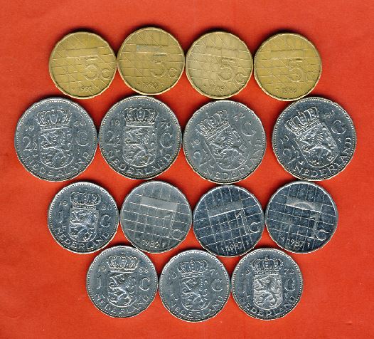  Niederlande 4x 5 Gulden 4x 2 1/2 Gulden 7x 1 Gulden   