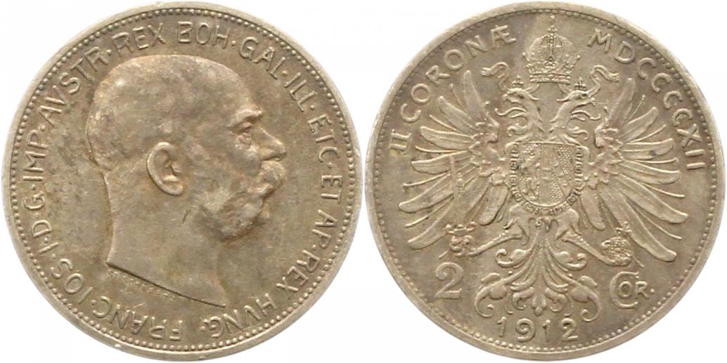  8833 Österreich  Silber 2 Kronen 1912   