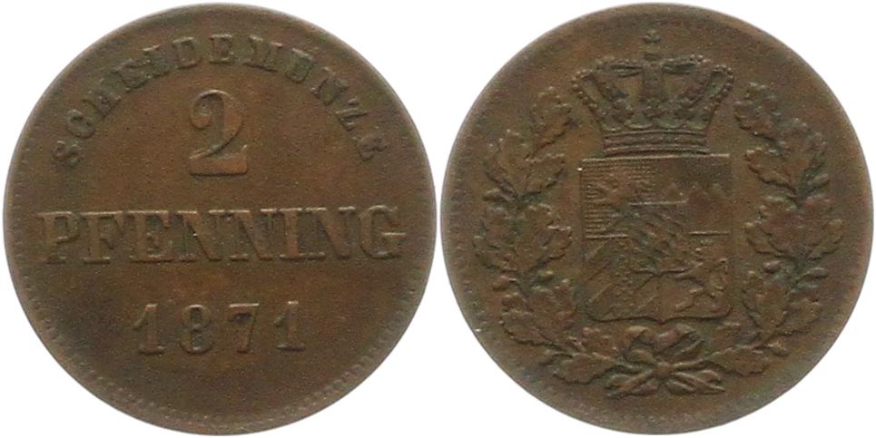  8857 Bayern 2 Pfennig 1871   