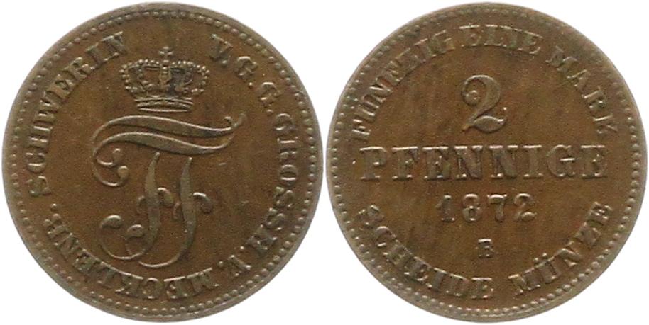  8865 Mecklenburg Schwerin 2 Pfennig 1872   