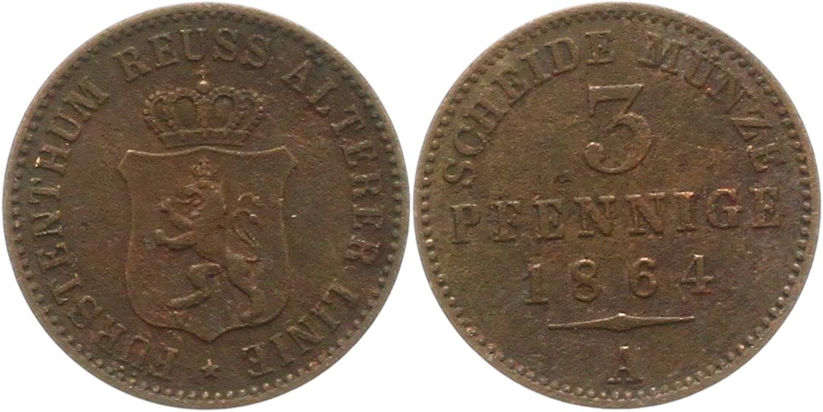  8868 Reuss 3 Pfennig 1864   