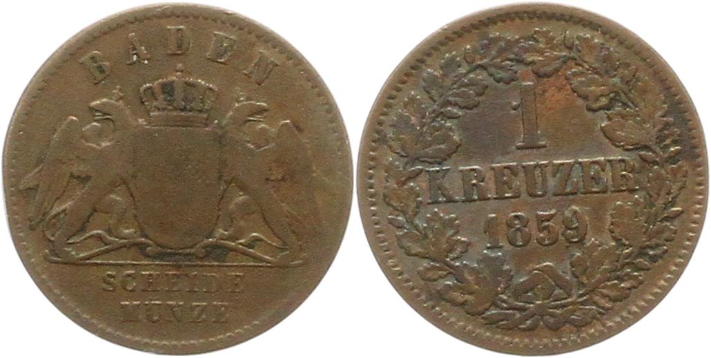  8894 Baden Durlach 1 Kreuzer 1859   