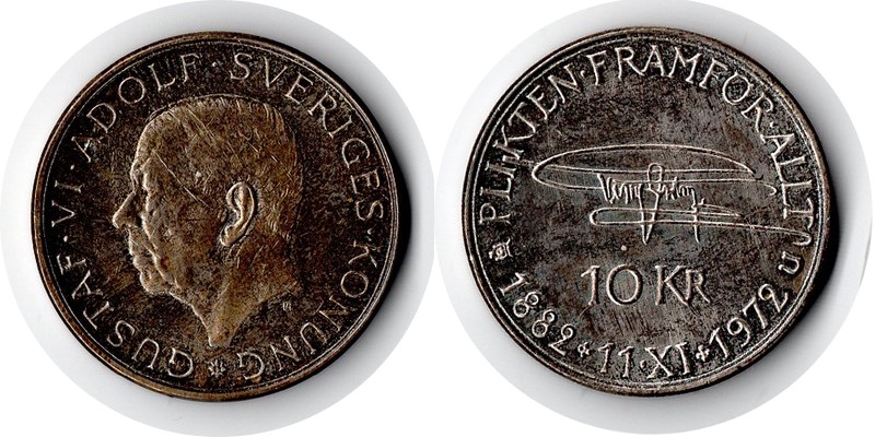 Schweden 10 Kronen  1972  FM-Frankfurt Feingewicht: 7,2g Silber  sehr schön   