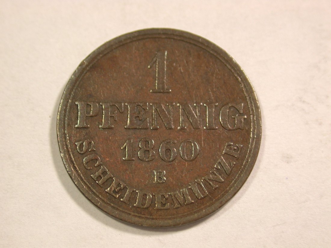  B25 Hannover 1 Pfennig 1860 in ss+ Originalbilder   