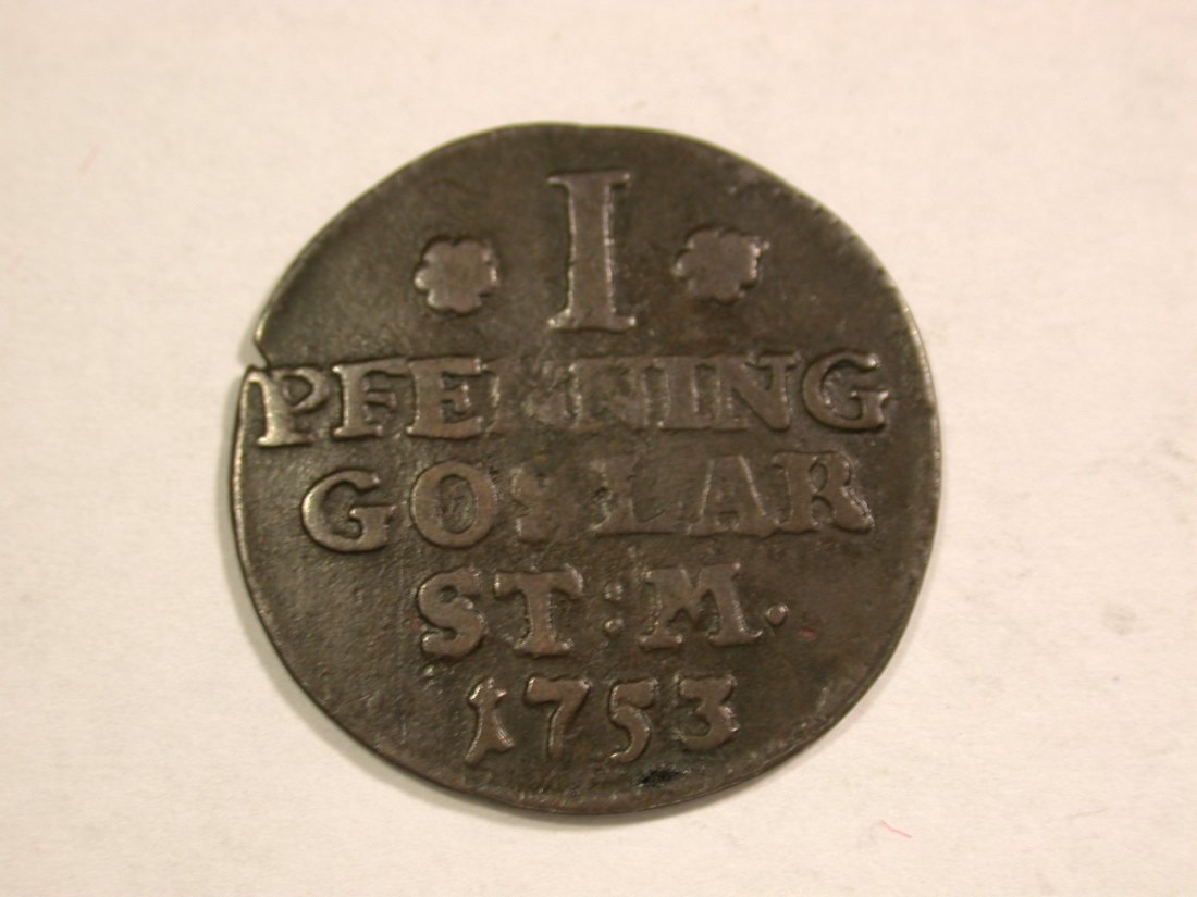  B25 Goslar 1 Pfennig 1753 in sehr schön Originalbilder   