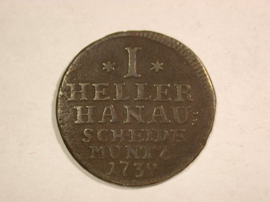 B25 Hanau Münzenberg 1 Heller 1739 in f.ss Originalbilder