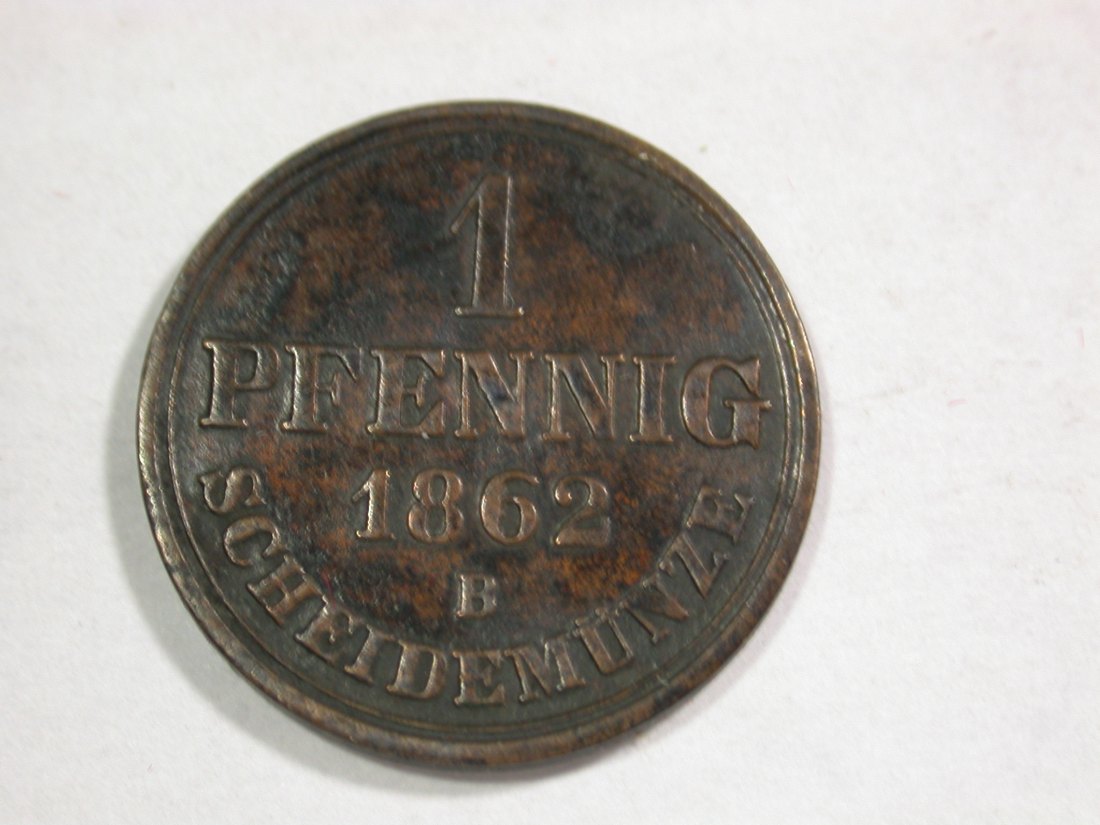  B25 Braunschweig-Hannover 1 Pfennig 1862 B in f.vz  Originalbilder   