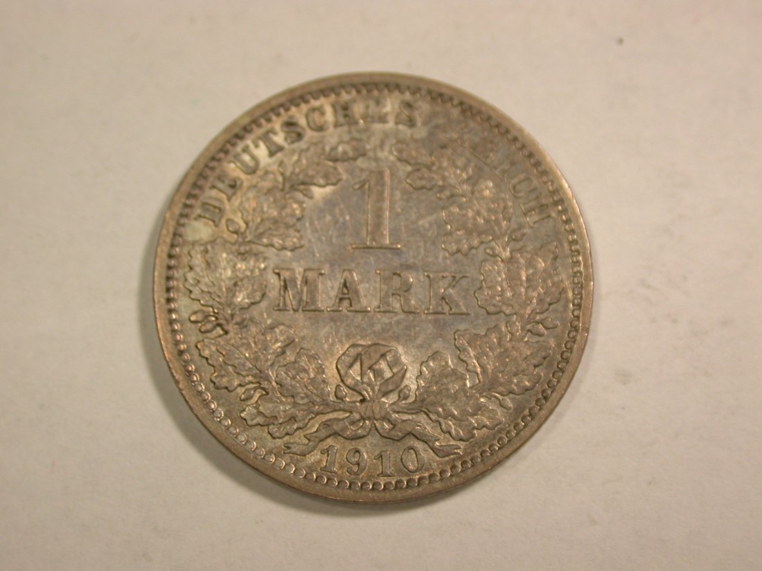 B25 KR 1 Mark Silber 1910 J in ss+/f.vz Originalbilder