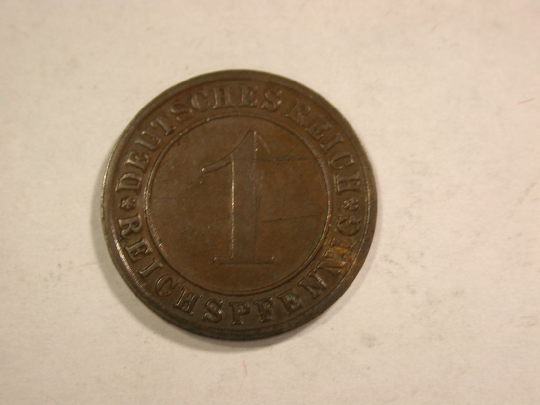  B25 Weimar 1 Reichs Pfennig 1929 F in ss+ Originalbilder   