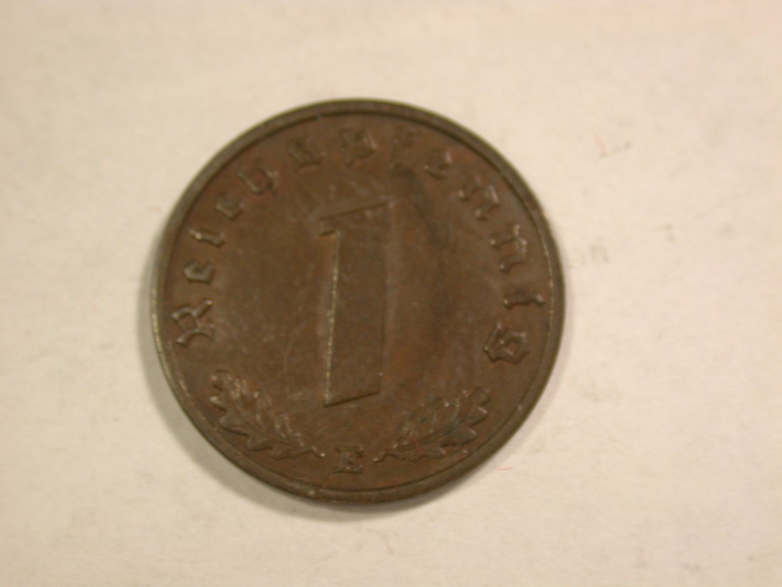  B25 3.Reich  1 Pfennig 1938 E in f.vz Originalbilder   