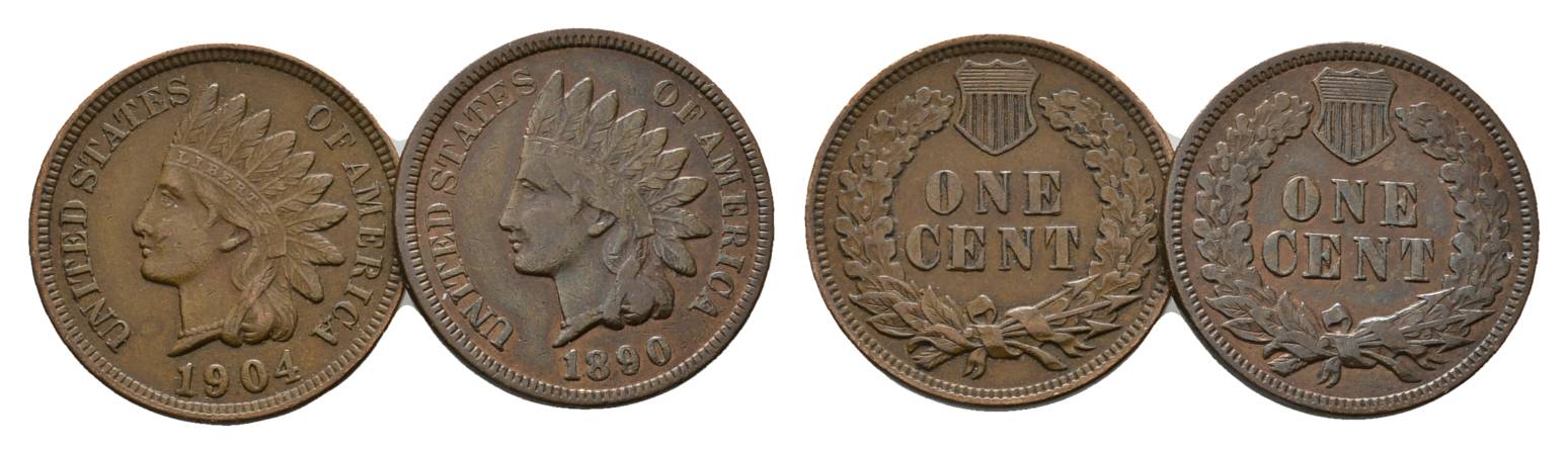  USA, 2 Kleinmünzen (1904/1890)   