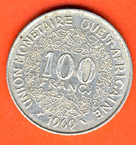  Westafrikanische Staaten Quest 100 Francs 1969   