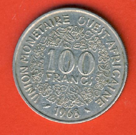  Westafrikanische Staaten Quest 100 Francs 1968   