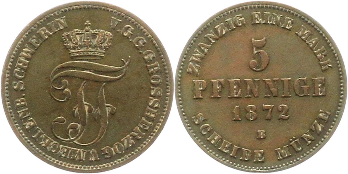  8907 Mecklenburg Schwerin  5 Pfennig 1872   