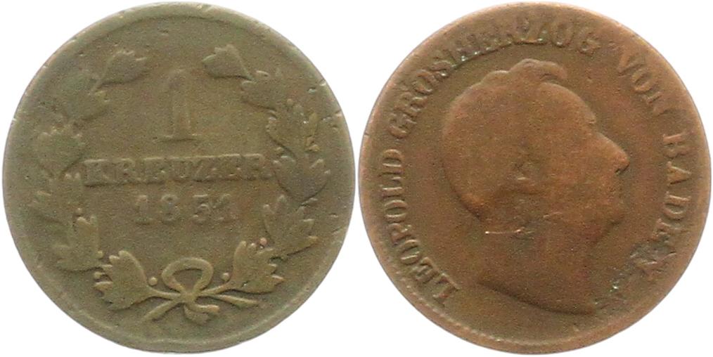  8917 Baden 1 Kreuzer 1851   
