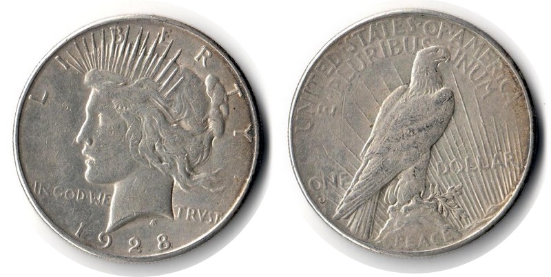  USA  1 Dollar(Peace Dollar) 1928  FM-Frankfurt Feingewicht: 24,06g Silber sehr schön   