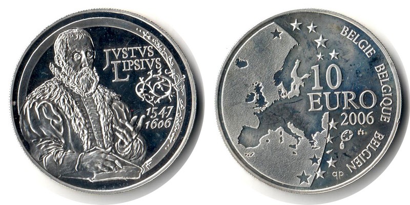  Belgien  10 Euro 2006   FM-Frankfurt  Feingewicht: 17,34g  Silber  vz  Justus Lipsius   