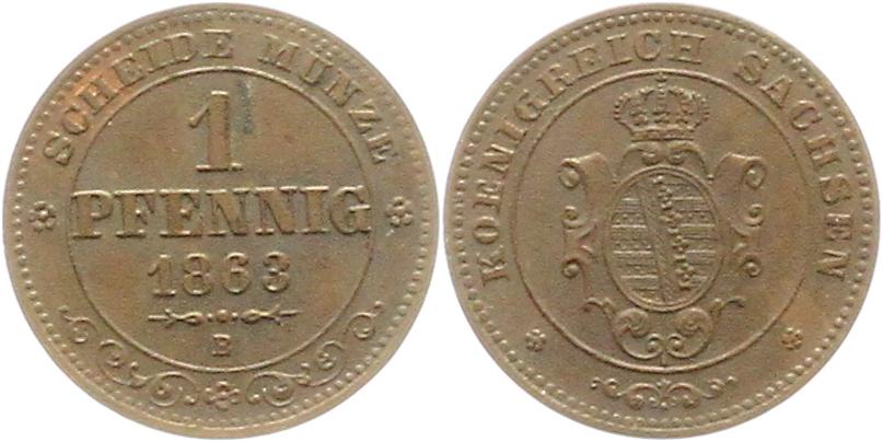  8930 Sachsen 1 Pfennig 1863   