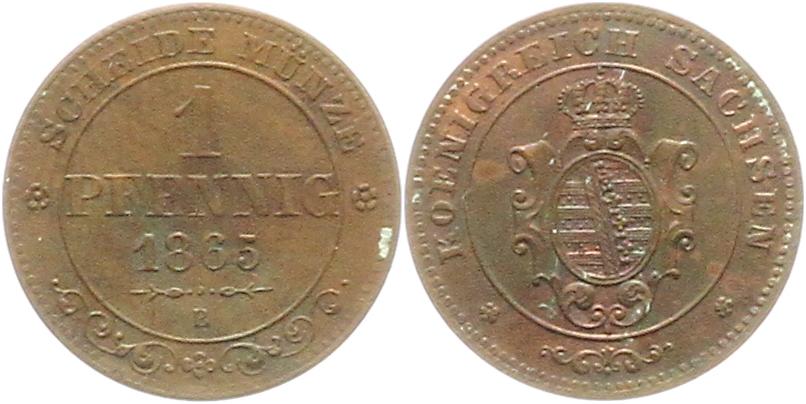  8931 Sachsen 1 Pfennig 1865   