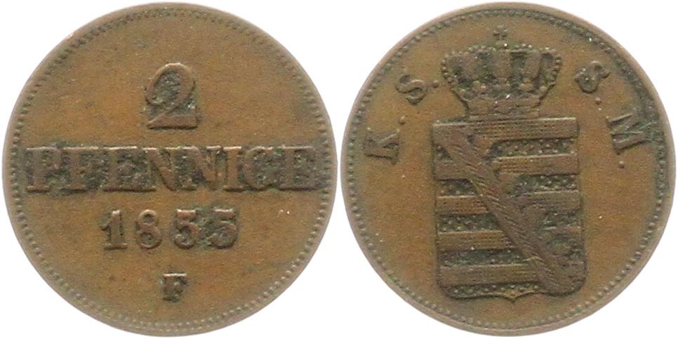  8937 Sachsen 2 Pfennig 1855   