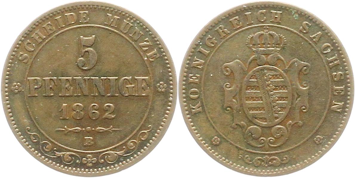  8941 Sachsen 5 Pfennig 1862   