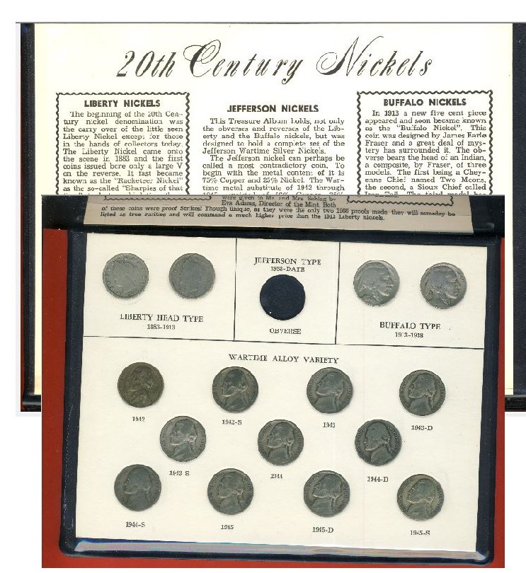 USA 20th Century Nickels Münzmappe.siehe Auflistung   