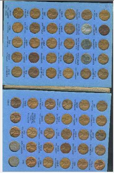  USA 1 Cent Sammlung in Mappe 1941 - 1961 kompl.mit D.+ S.Münzen   