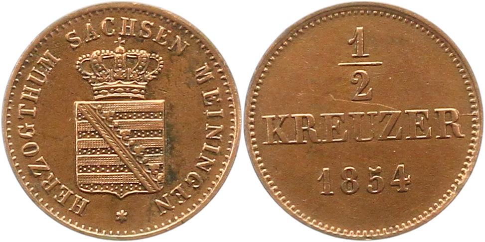  9049 Sachsen Meiningen 1/2 Kreuzer 1854   