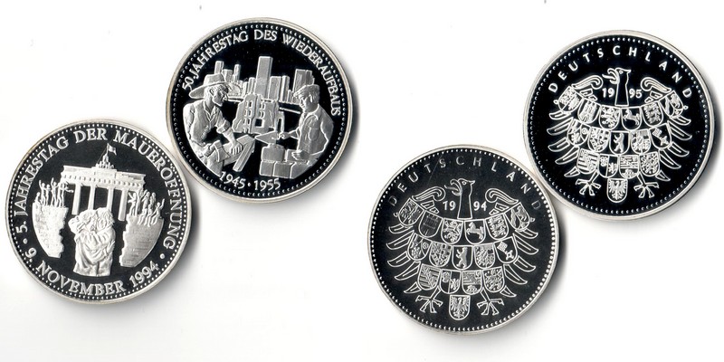  Deutschland    2x Medaille 1994/1995    FM-Frankfurt   Gewicht 15g    PP   