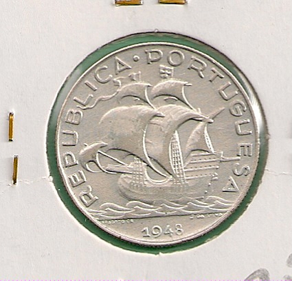  Portugal - 5 Escudos 1948 Silber   
