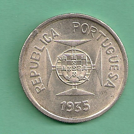  Indien Portugiesische Kolonie - 1 Rupia 1935 Silber   