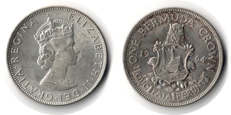  Bermuda  1 Crown   1964  FM-Frankfurt Feingewicht: 11,31g Silber sehr schön   
