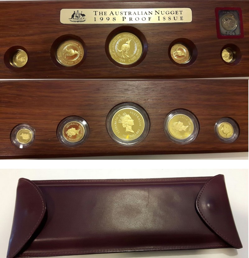 Australien MM-Frankfurt Feingewicht: 59,09g Gold 5/15/25/50/100 Dollar (Nugget) 1998 pp