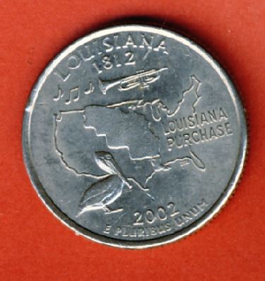  USA 25 Cents State Quarters 2002 D Louisiana   