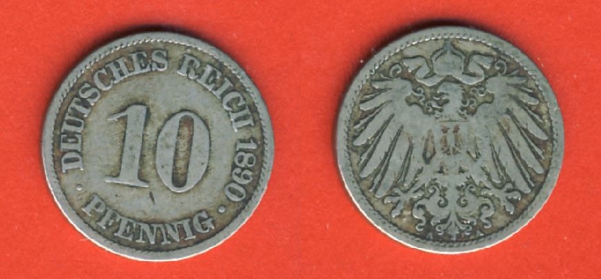  Kaiserreich 10 Pfennig 1890 A   