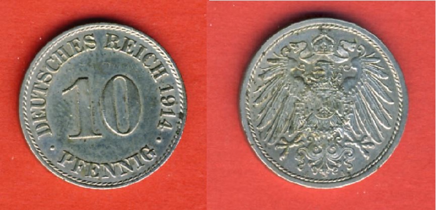  Kaiserreich 10 Pfennig 1914 A   