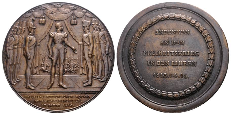  Bronzemedaille, Preussen, 1815 ; 113,46 g, Ø 72,8 mm   