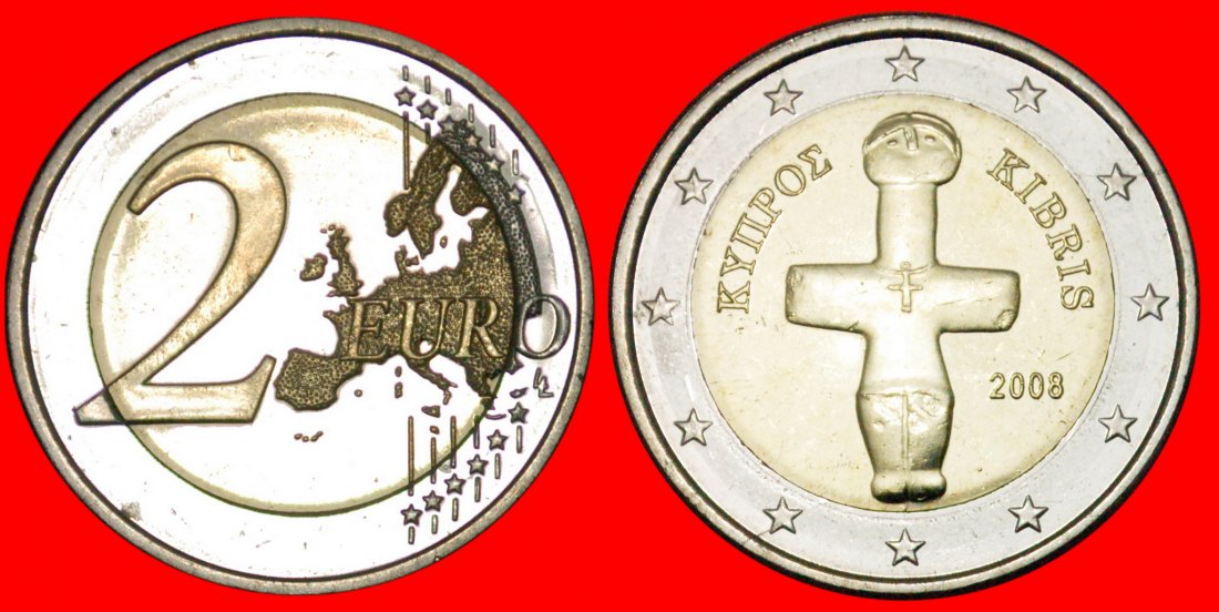  + GEFÜLLT 'R' ★ ZYPERN 2 EURO 2008 STEMPELGLANZ!   