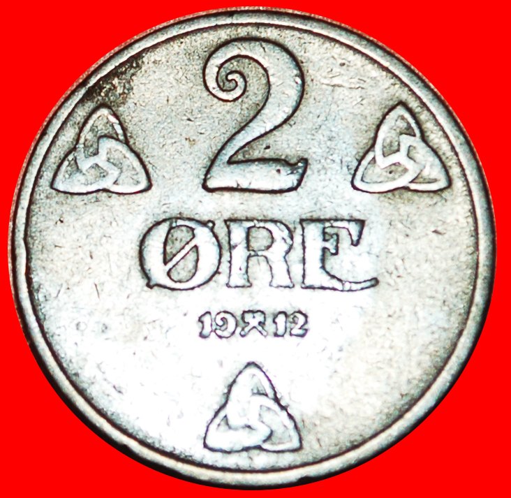 √ 3 ROSEN: NORWEGEN ★ 2 OERE 1912 SELTEN JAHR! Haakon VII (1905-1957)