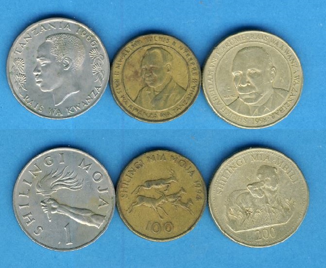  Tansania, Tanzania 1 Shilingi 1966.100 Shilingi 1994.200 Shilingi 1998   