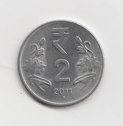  2 Rupees Indien 2011 mit punkt unter der Jahreszahl (K778)   