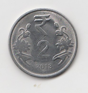  2 Rupees Indien 2013 mit Stern unter der Jahreszahl (K779)   