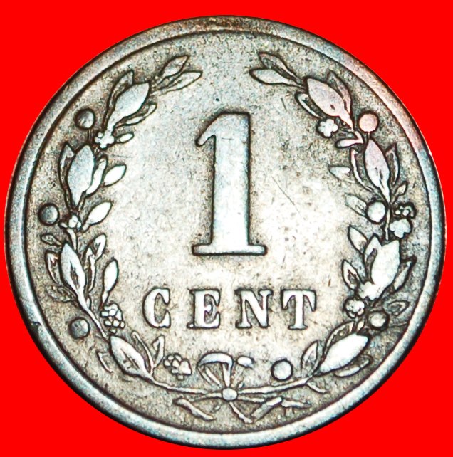  * WUCHERND LÖWE: NIEDERLANDE ★ 1 CENT 1899! Wilhelmina (1890-1948)   