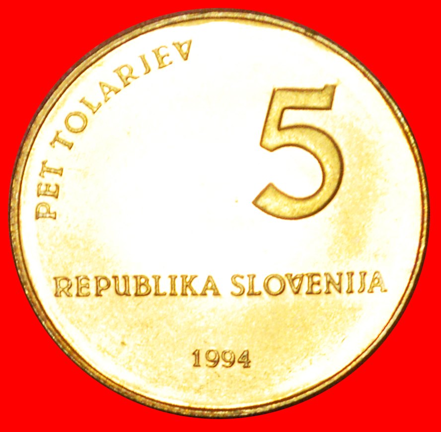  √ GERMANY: SLOVENIA ★ 5 TOLARS 994-1994 UNC MINT LUSTER! LOW START ★ NO RESERVE!   