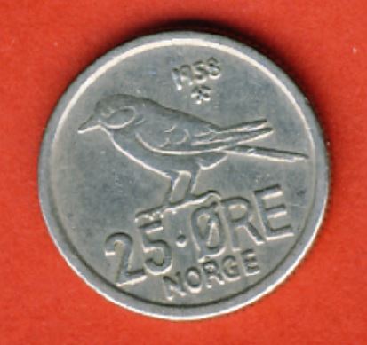  Norwegen 25 Öre 1958   