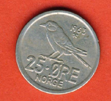  Norwegen 25 Öre 1963   