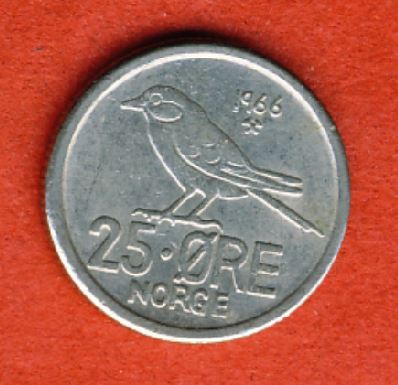  Norwegen 25 Öre 1966   