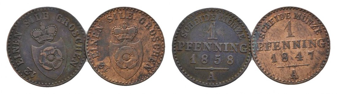  Lippe, 2 Kleinmünzen (1858/1847)   